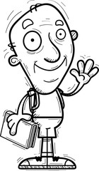 Cartoon Senior Citizen Student Waving