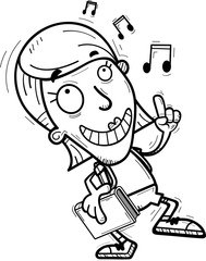 Cartoon Woman Student Dancing