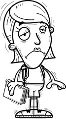 Sad Cartoon Woman Student
