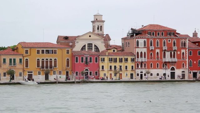 Venice City Italy Famous Place Landmarks View From Sea Lagoon