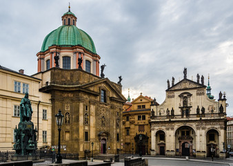 Fototapeta na wymiar St. Francis and St. Salvador Churches in Prague, Czech Republic