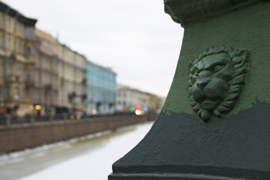 Base of lantern of the Italian bridge in Saint Petersburg