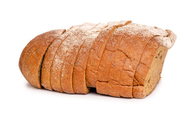 Bread sliced brown on white background isolation