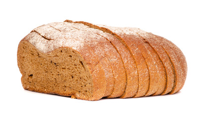 Bread sliced brown on white background isolation