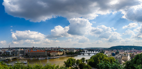 Aerial view of the city from Letna Garden, Prague, Czech Republic