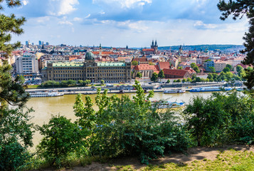 Fototapeta na wymiar Aerial view of the city from Letna Garden, Prague, Czech Republic