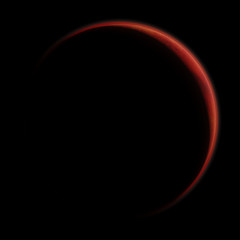 sunrise over planet Mars, the red planet with visible atmosphere isolated on black background