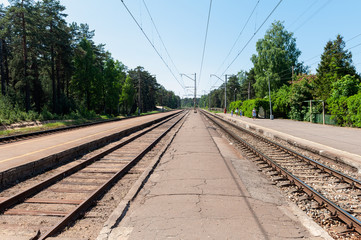 Platform of small regional rail station in Latvia