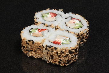 Sushi set on black