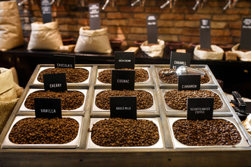 Coffee beans for sale Buying coffee roaster shop display, Coffee beans store