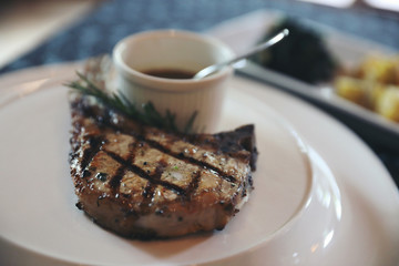 Pork chop steak with Garlic Roasted Potatoes