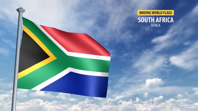 3D flag animation of South Africa.