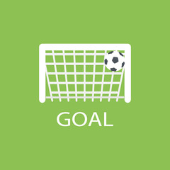 Soccer ball in goal. Vector