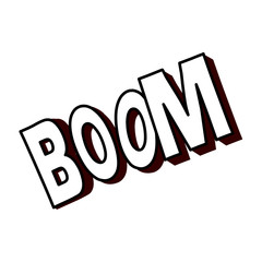 Lettering Boom, bomb. Comic text sound effects. Vector bubble icon speech phrase, cartoon exclusive font label tag expression, sounds illustration. Comics book balloon.