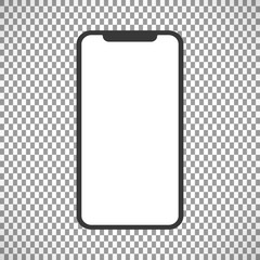 Realistic White Slim Smartphone isolated on Transparent Background. New Version. Front and Rear View Display. High Detailed Device Mockup Separate Groups and Layers. Easily Editable Vector.