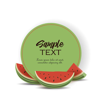 Vector illustration of watermelon. Hello summer card with melon