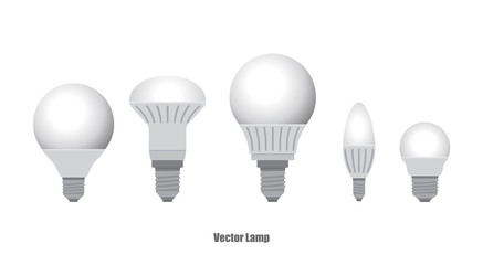 Vector illustration. Set of led bulbs.