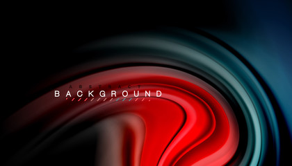 Abstract wave lines fluid rainbow style color stripes on black background