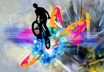 Fototapety  Ilustracja skoczka rowerowego