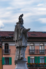 Fototapeta na wymiar Nepomuk Statue mit Taube in Riva del Garda