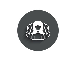 Group of Women simple icon. Human communication symbol. Teamwork sign. Circle flat button with shadow. Vector