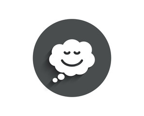 Comic speech bubble with Smile simple icon. Chat emotion sign. Circle flat button with shadow. Vector