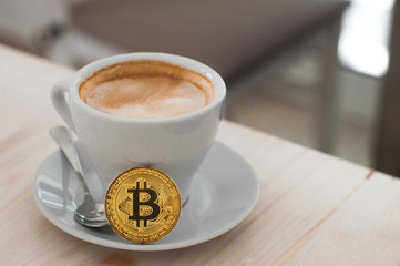 Bitcoin and hot coffee