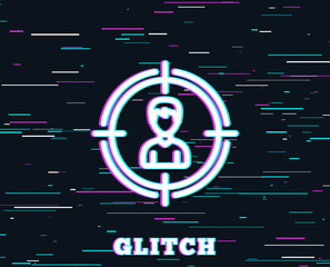 Glitch effect. Head hunting line icon. Business target or Employment sign. Background with colored lines. Vector