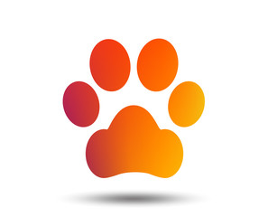 Fototapeta na wymiar Dog paw sign icon. Pets symbol. Blurred gradient design element. Vivid graphic flat icon. Vector