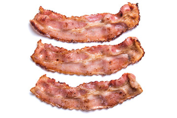 Slices of fried bacon