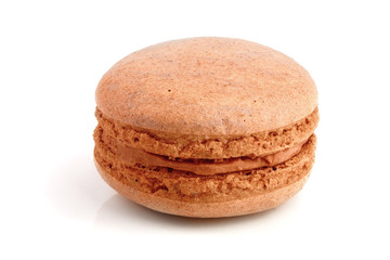 orange macaroon isolated on white background closeup