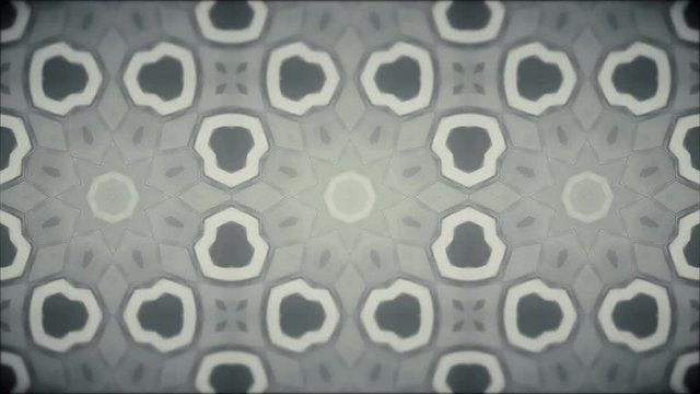 Geometric abstract mandala in the background, looped silver patterns