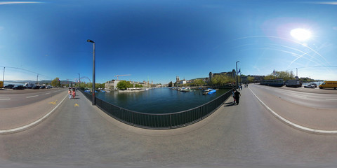 360 VR panorama of the historic center of Zurich in Switzerland