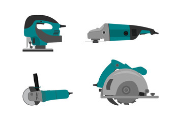 Naklejka premium Vector illustration. Set of electric tools.