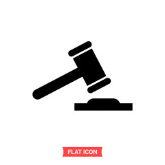 Judge gavel vector icon, auction symbol. Simple illustration for web or mobile app