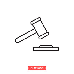 Judge gavel vector icon, auction symbol. Simple illustration for web or mobile app