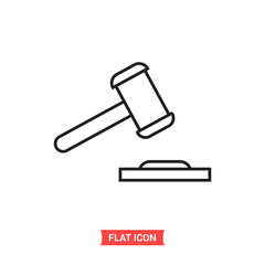 Judge gavel vector icon, auction symbol. Simple illustration for web or mobile app