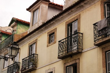Old colorful and tiled facades in Lisbon