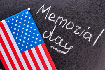 Fototapeta na wymiar American flag on black background. Memorial day concept.