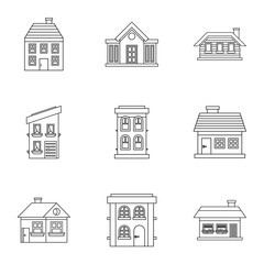 Habitation icons set. Outline illustration of 9 habitation vector icons for web