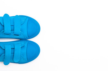  Blue shoes isolated on white background.
