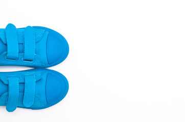  Blue shoes isolated on white background.
