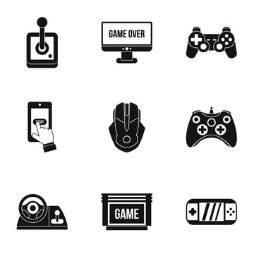 Computer games icons set. Simple illustration of 9 computer games vector icons for web