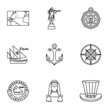 Geography icons set. Outline illustration of 9 geography vector icons for web
