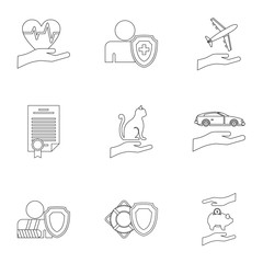 Protection icons set. Outline illustration of 9 protection vector icons for web