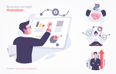 Set of business concept illustration. Modern flat style illustration