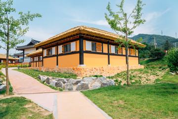 Korean traditional thatched-roof house in Chuncheon, Korea