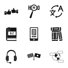 Languages icons set. Simple illustration of 9 language vector icons for web