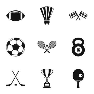 Accessories for training icons set. Simple illustration of 9 accessories for training vector icons for web