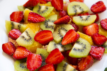 Fresh fruit salad, closeup.